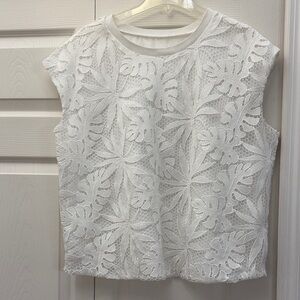 Anthropologie Bright White Lace Blouse